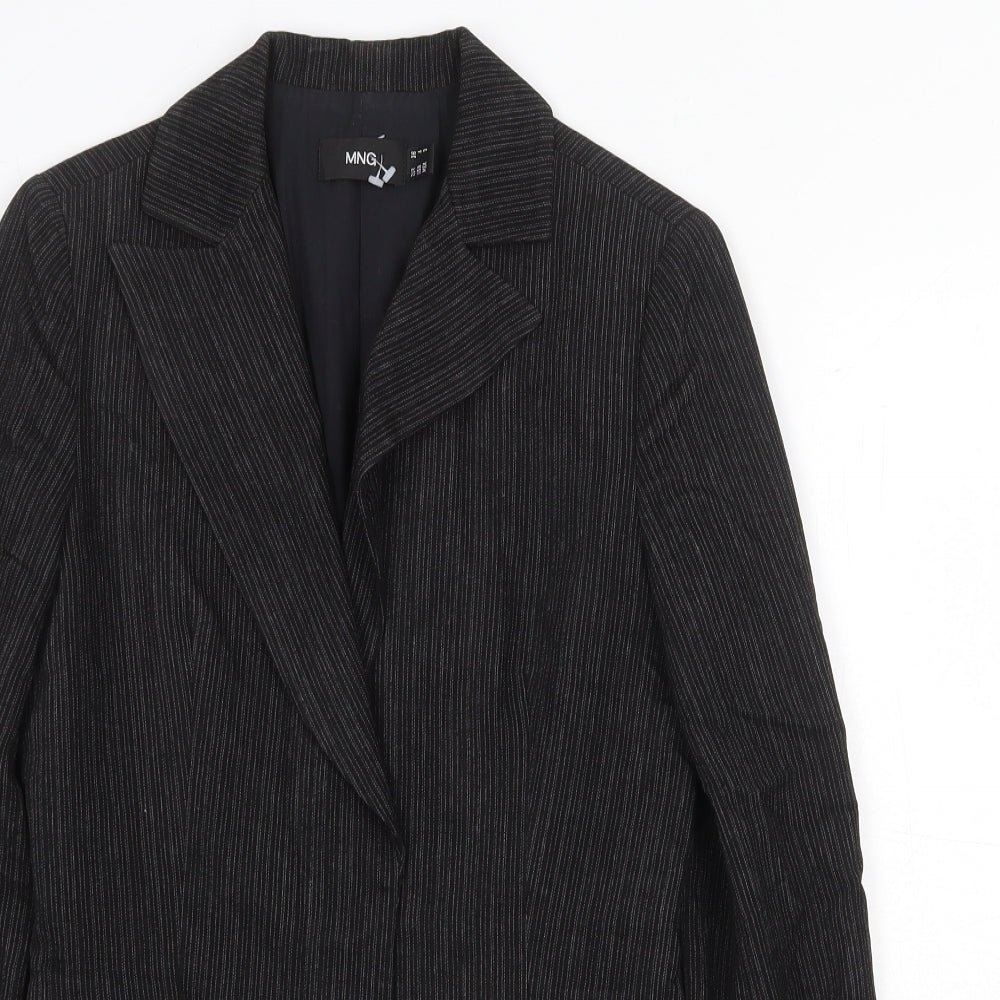 Mango Womens Black Striped Jacket Blazer Size 8 Button