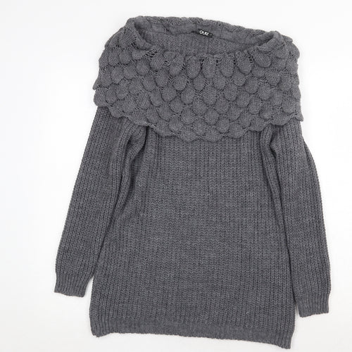 Quiz Womens Grey Roll Neck Acrylic Pullover Jumper Size M