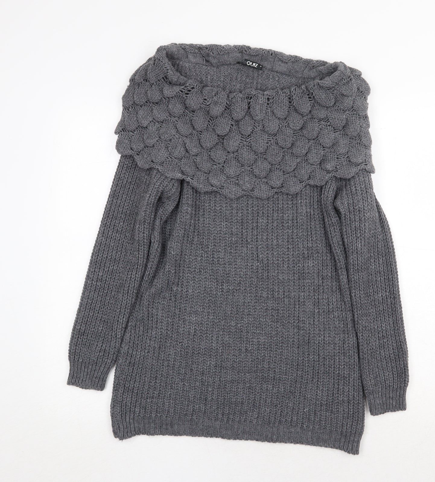 Quiz Womens Grey Roll Neck Acrylic Pullover Jumper Size M