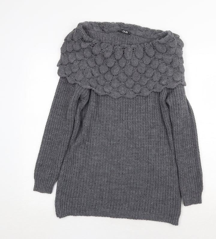 Quiz Womens Grey Roll Neck Acrylic Pullover Jumper Size M