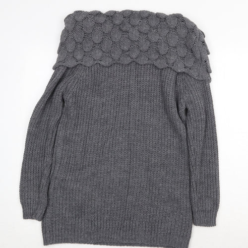 Quiz Womens Grey Roll Neck Acrylic Pullover Jumper Size M