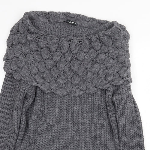 Quiz Womens Grey Roll Neck Acrylic Pullover Jumper Size M