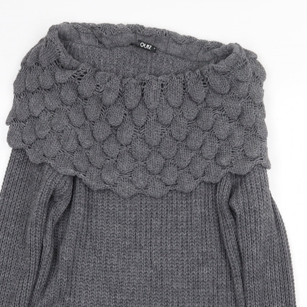 Quiz Womens Grey Roll Neck Acrylic Pullover Jumper Size M