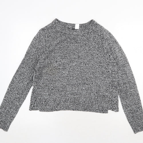 H&M Womens Grey Round Neck Acrylic Pullover Jumper Size S