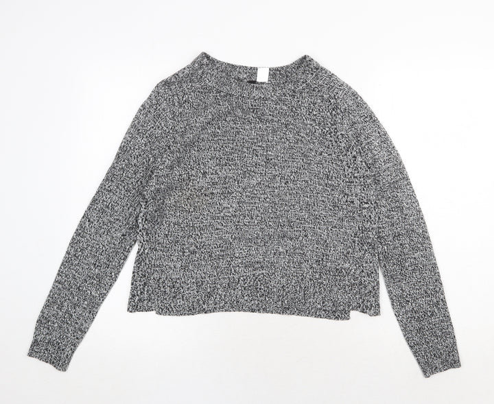 H&M Womens Grey Round Neck Acrylic Pullover Jumper Size S