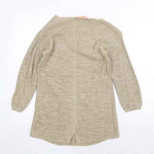 NEXT Womens Beige V-Neck Cotton Pullover Jumper Size 8