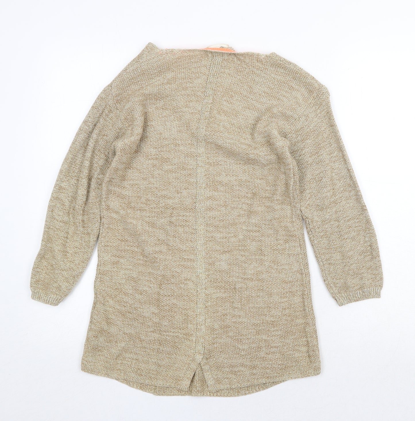 NEXT Womens Beige V-Neck Cotton Pullover Jumper Size 8
