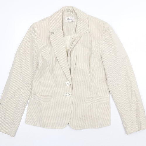 Marks and Spencer Womens Beige Striped Jacket Blazer Size 10 Button