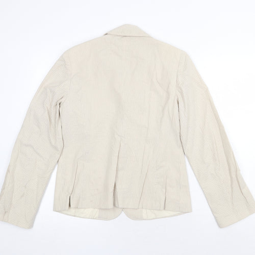 Marks and Spencer Womens Beige Striped Jacket Blazer Size 10 Button