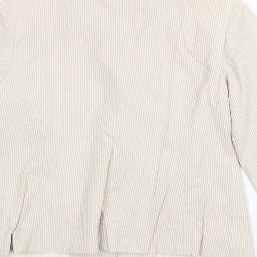 Marks and Spencer Womens Beige Striped Jacket Blazer Size 10 Button