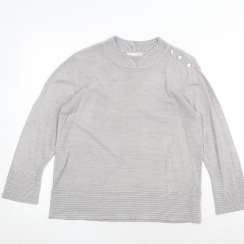 Marks and Spencer Womens Grey Round Neck Acrylic Pullover Jumper Size 12