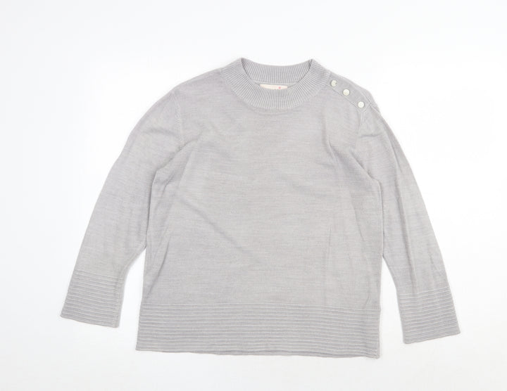 Marks and Spencer Womens Grey Round Neck Acrylic Pullover Jumper Size 12