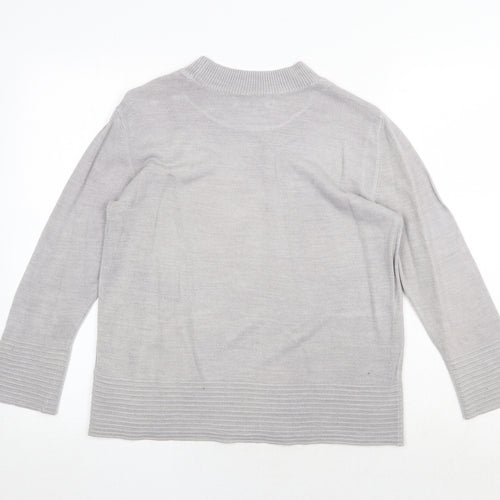 Marks and Spencer Womens Grey Round Neck Acrylic Pullover Jumper Size 12
