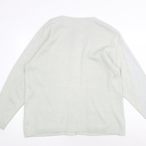 BHS Womens Green Round Neck Acrylic Cardigan Jumper Size 14
