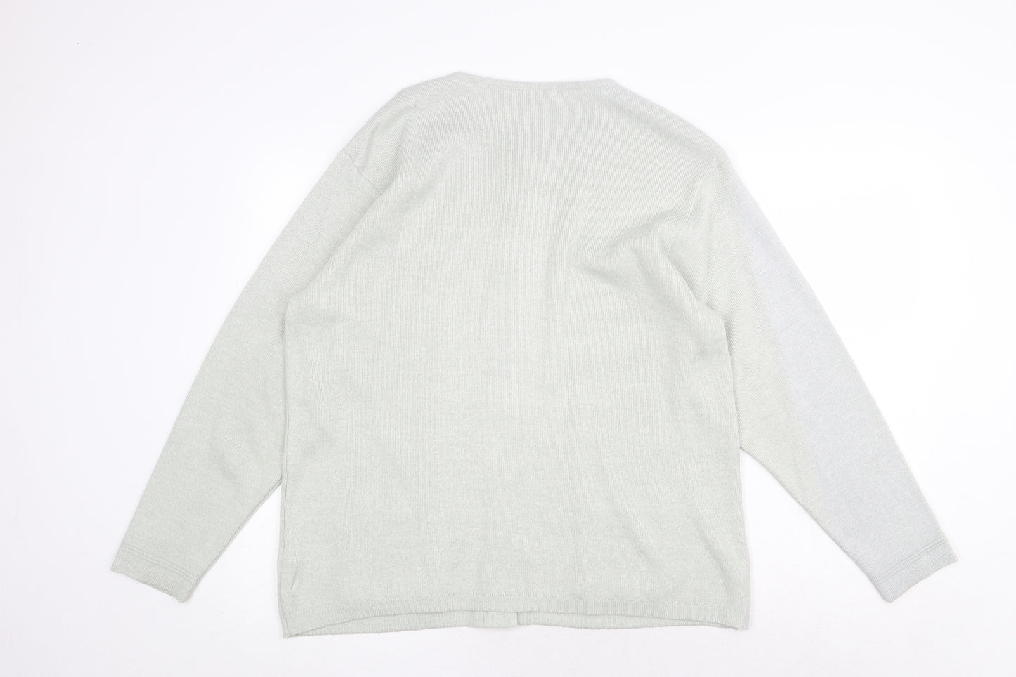 BHS Womens Green Round Neck Acrylic Cardigan Jumper Size 14