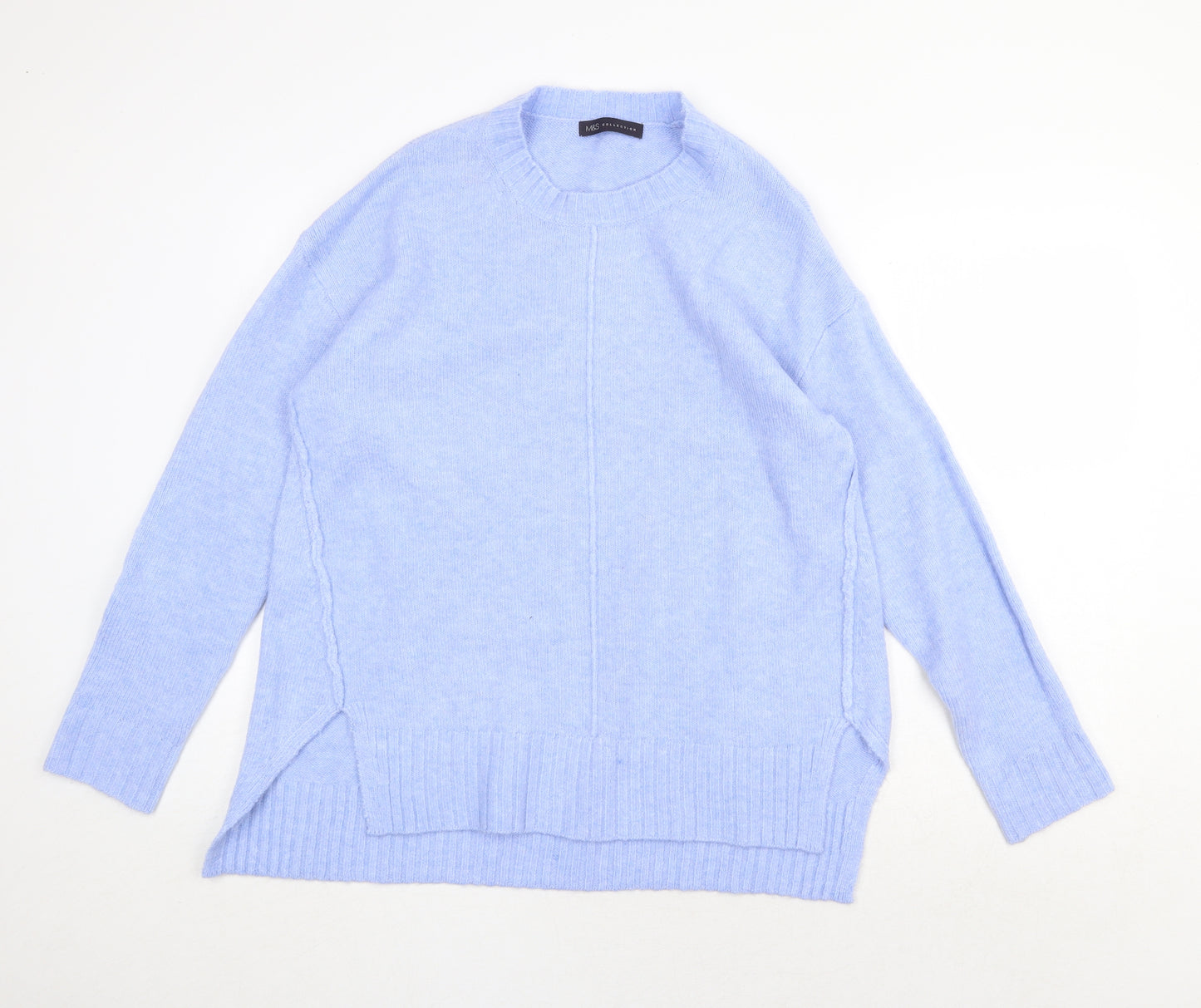 Marks and Spencer Womens Blue Round Neck Acrylic Pullover Jumper Size L