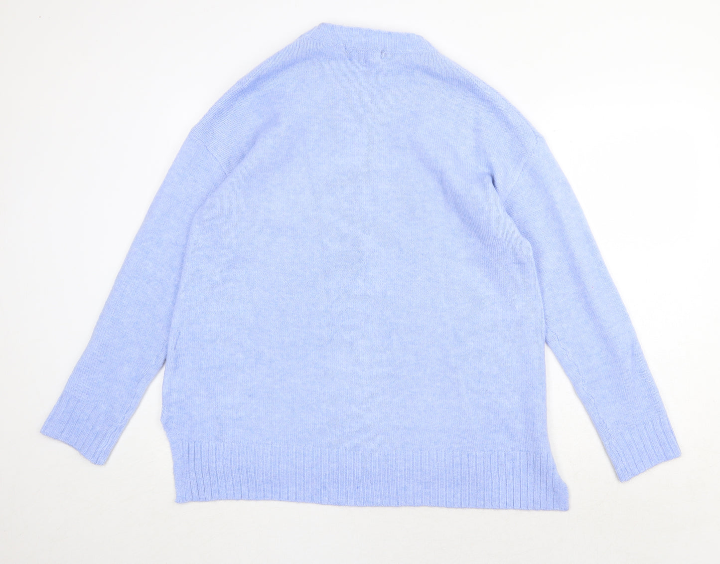 Marks and Spencer Womens Blue Round Neck Acrylic Pullover Jumper Size L