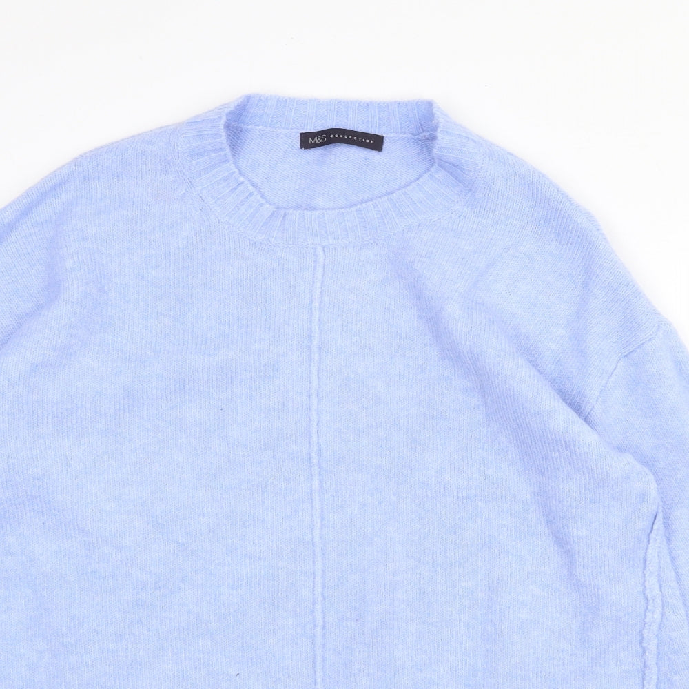 Marks and Spencer Womens Blue Round Neck Acrylic Pullover Jumper Size L