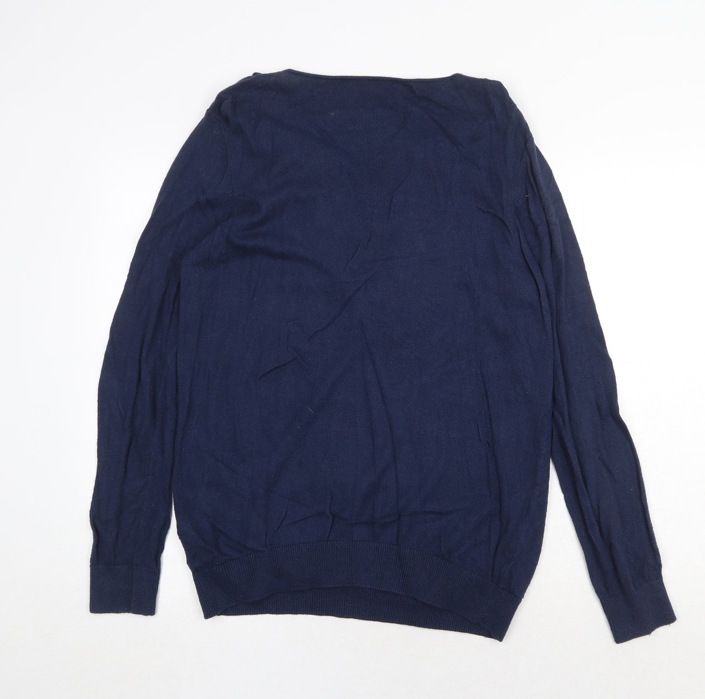 Soon Womens Blue Scoop Neck Cotton Pullover Jumper Size 16