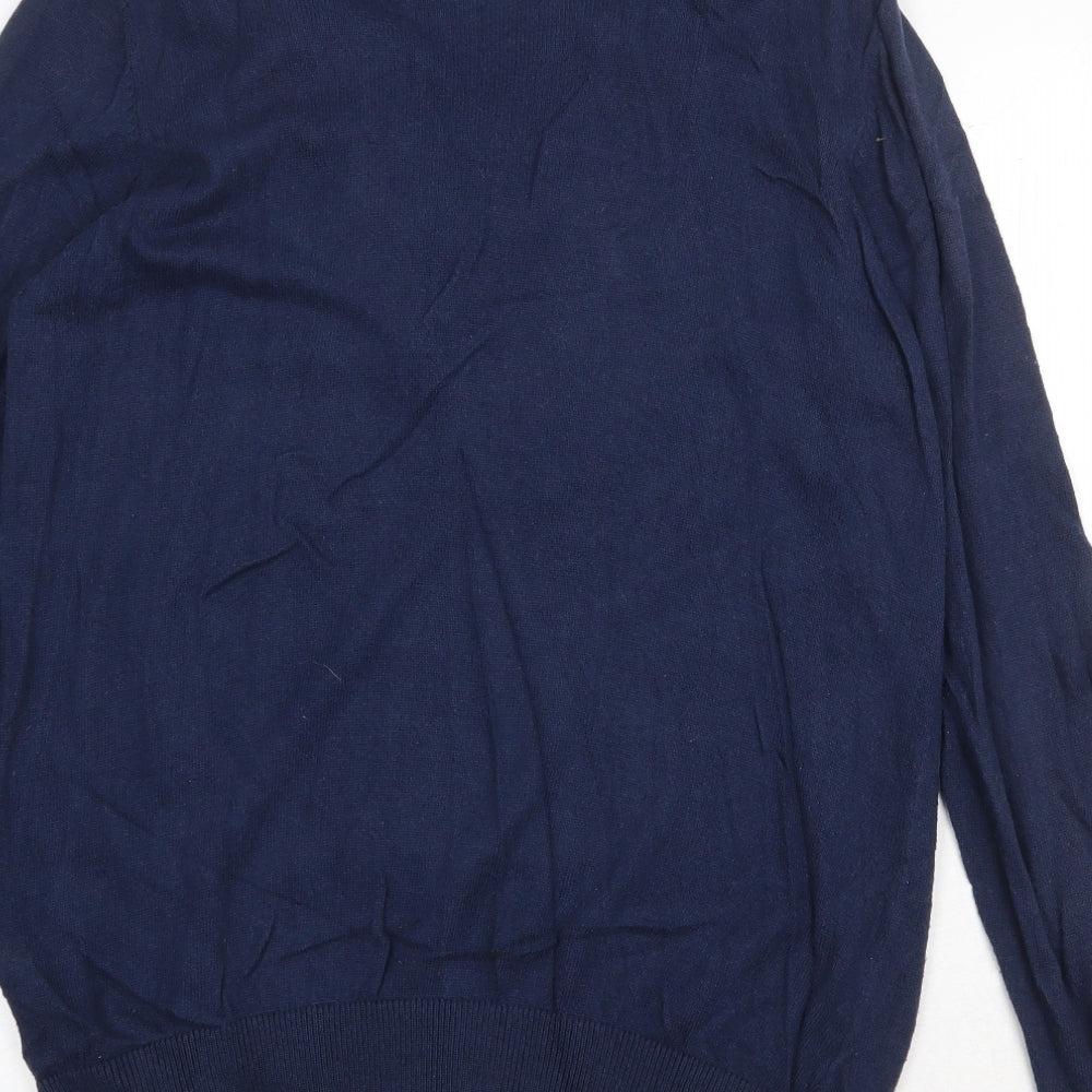 Soon Womens Blue Scoop Neck Cotton Pullover Jumper Size 16