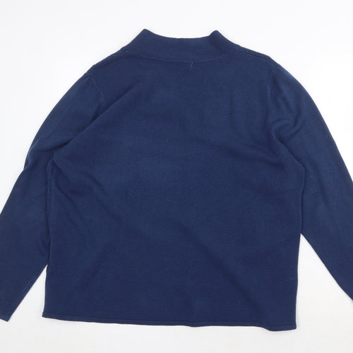 Bonmarché Womens Blue V-Neck Acrylic Pullover Jumper Size L