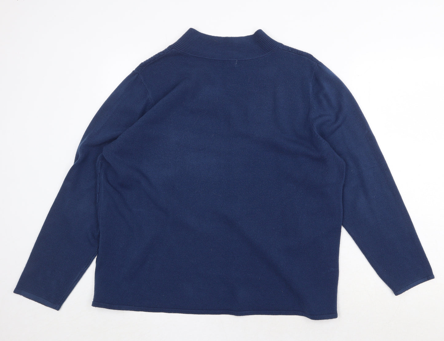 Bonmarché Womens Blue V-Neck Acrylic Pullover Jumper Size L