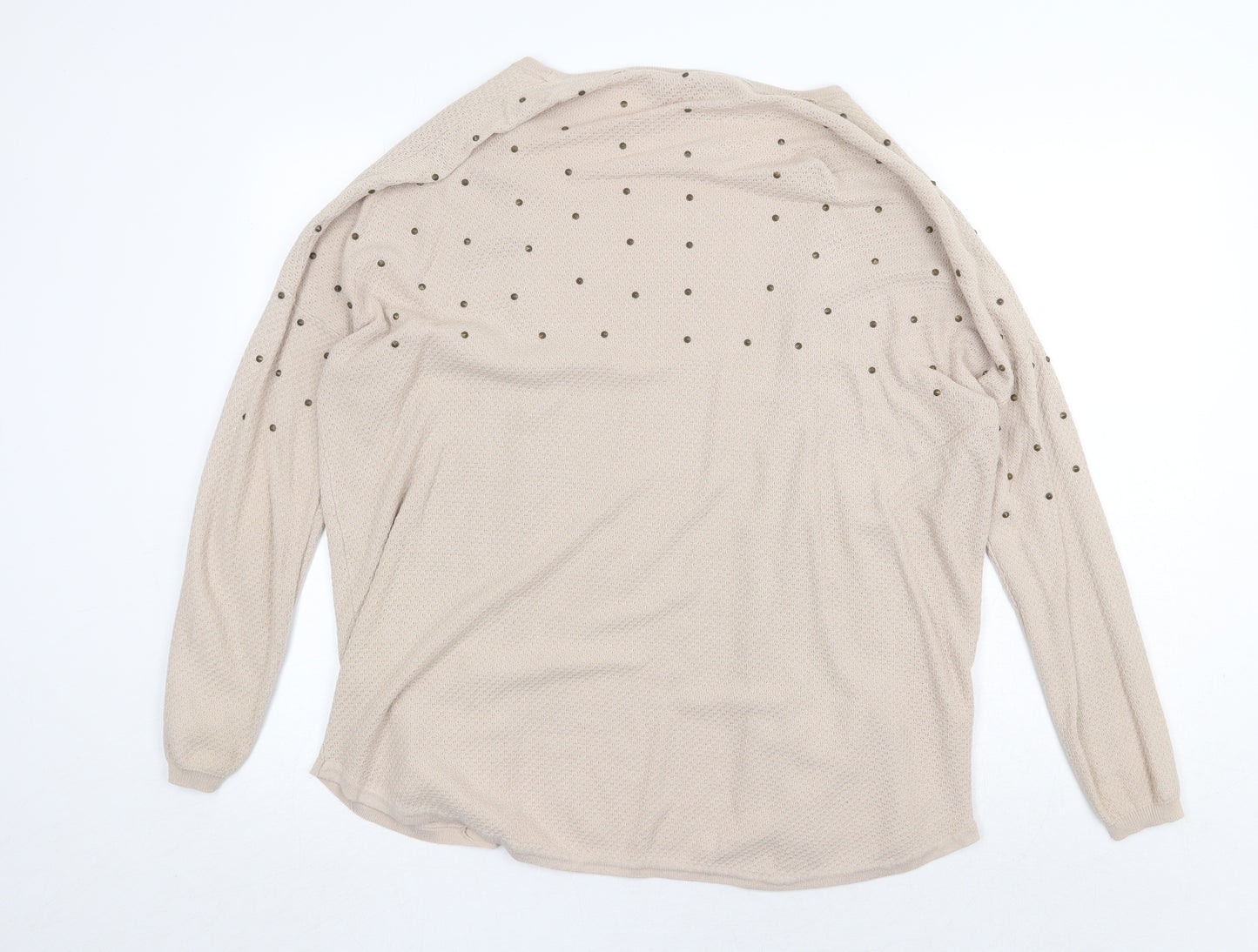 Warehouse Womens Beige V-Neck Acrylic Cardigan Jumper Size 16