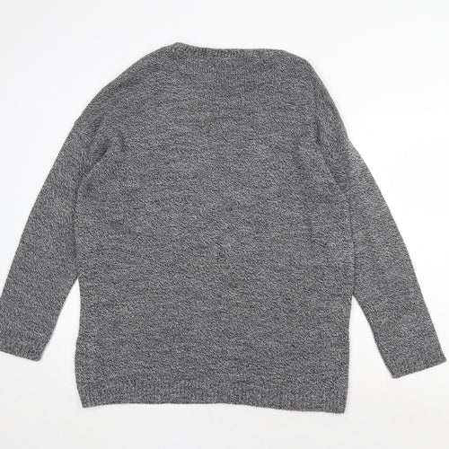 Boohoo Mens Grey Round Neck Acrylic Pullover Jumper Size S Long Sleeve