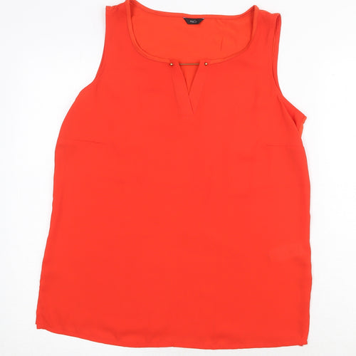 M&Co Womens Red Polyester Basic Tank Size 12 Round Neck