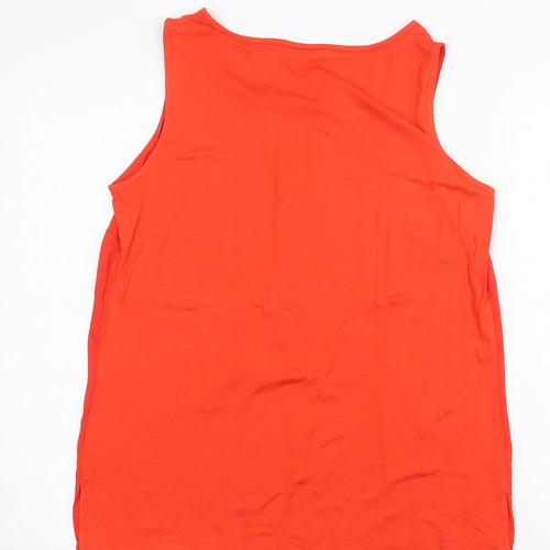 M&Co Womens Red Polyester Basic Tank Size 12 Round Neck