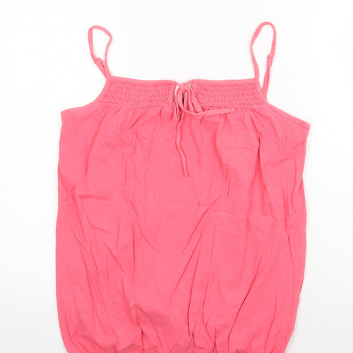 M&Co Womens Pink Cotton Basic Tank Size 10 Square Neck