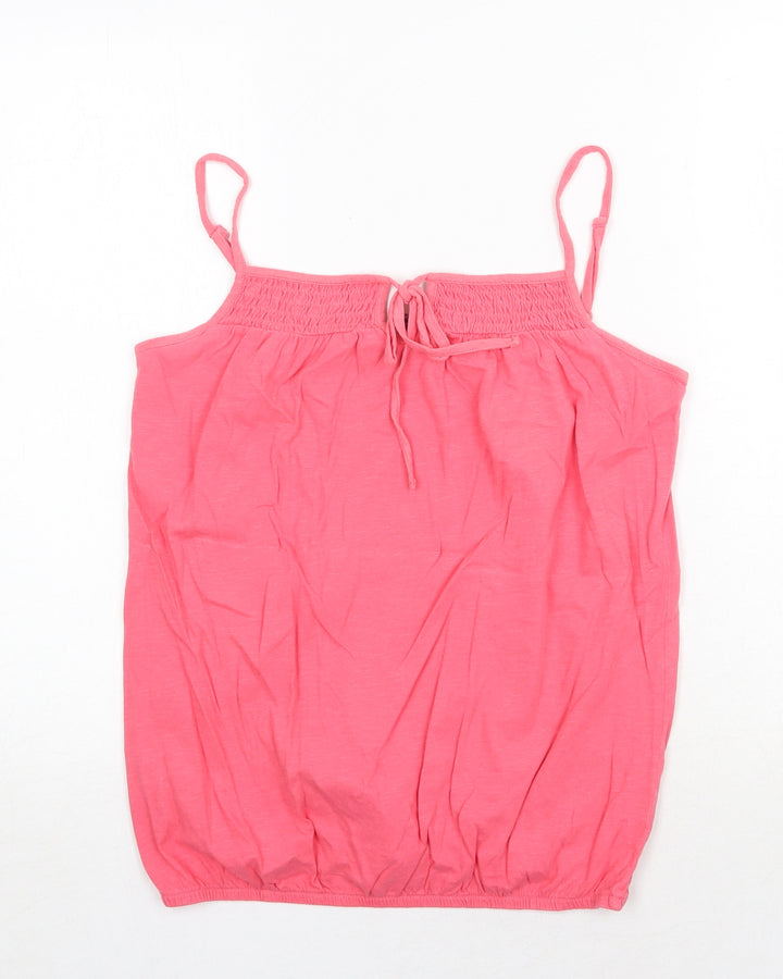 M&Co Womens Pink Cotton Basic Tank Size 10 Square Neck