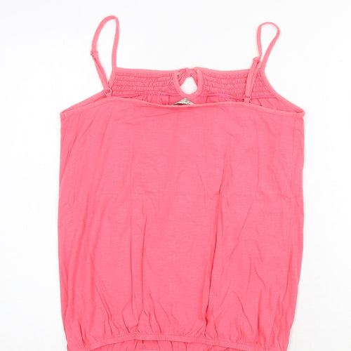 M&Co Womens Pink Cotton Basic Tank Size 10 Square Neck