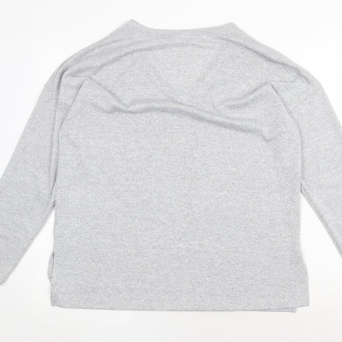 Viz Womens Grey V-Neck Polyester Pullover Jumper Size M