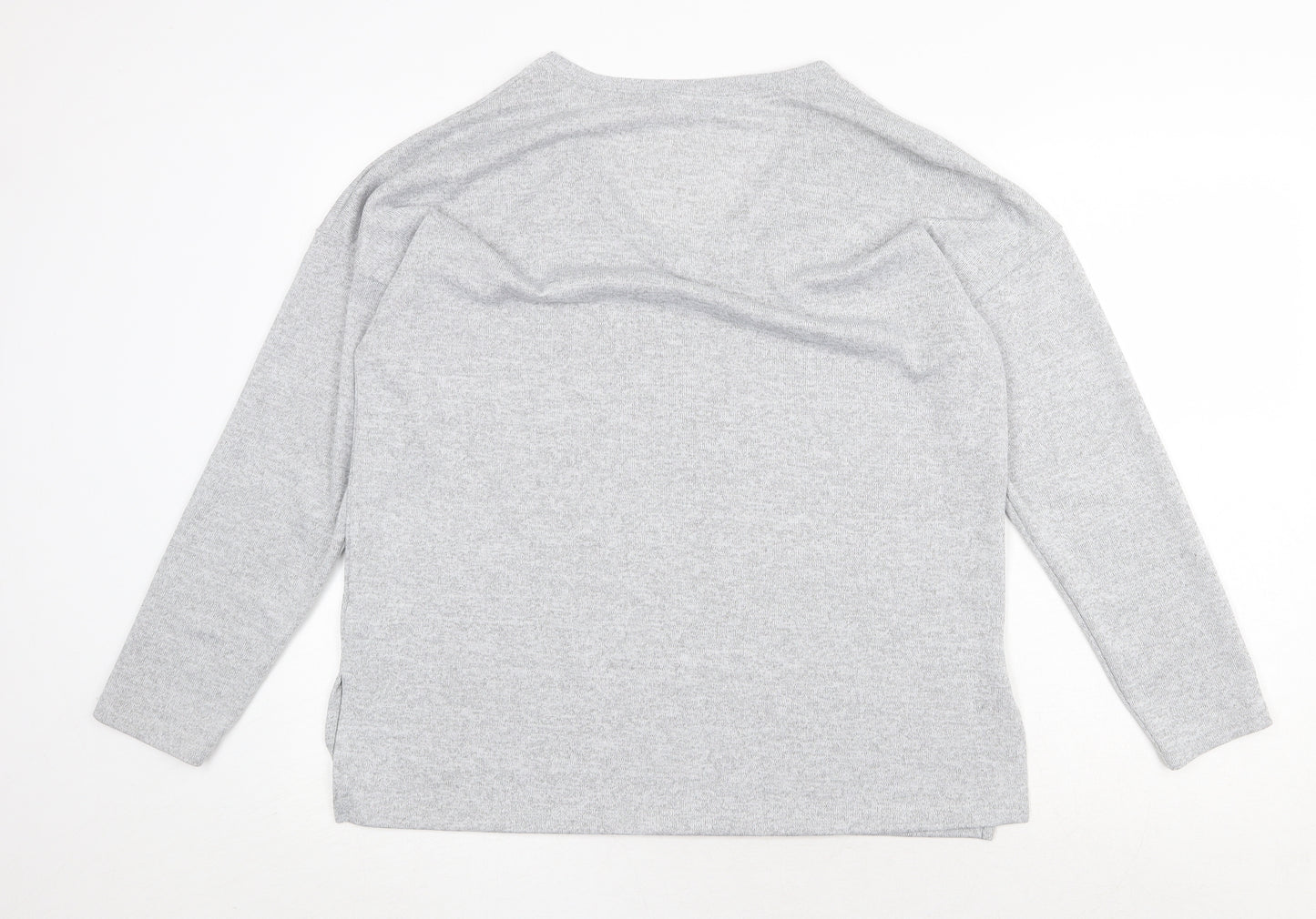 Viz Womens Grey V-Neck Polyester Pullover Jumper Size M
