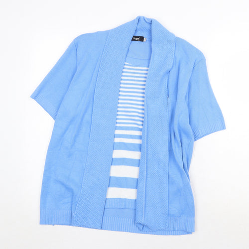 Glimpse Design Womens Blue Round Neck Striped Acrylic Cardigan Jumper Size S - Size S/M Twinset