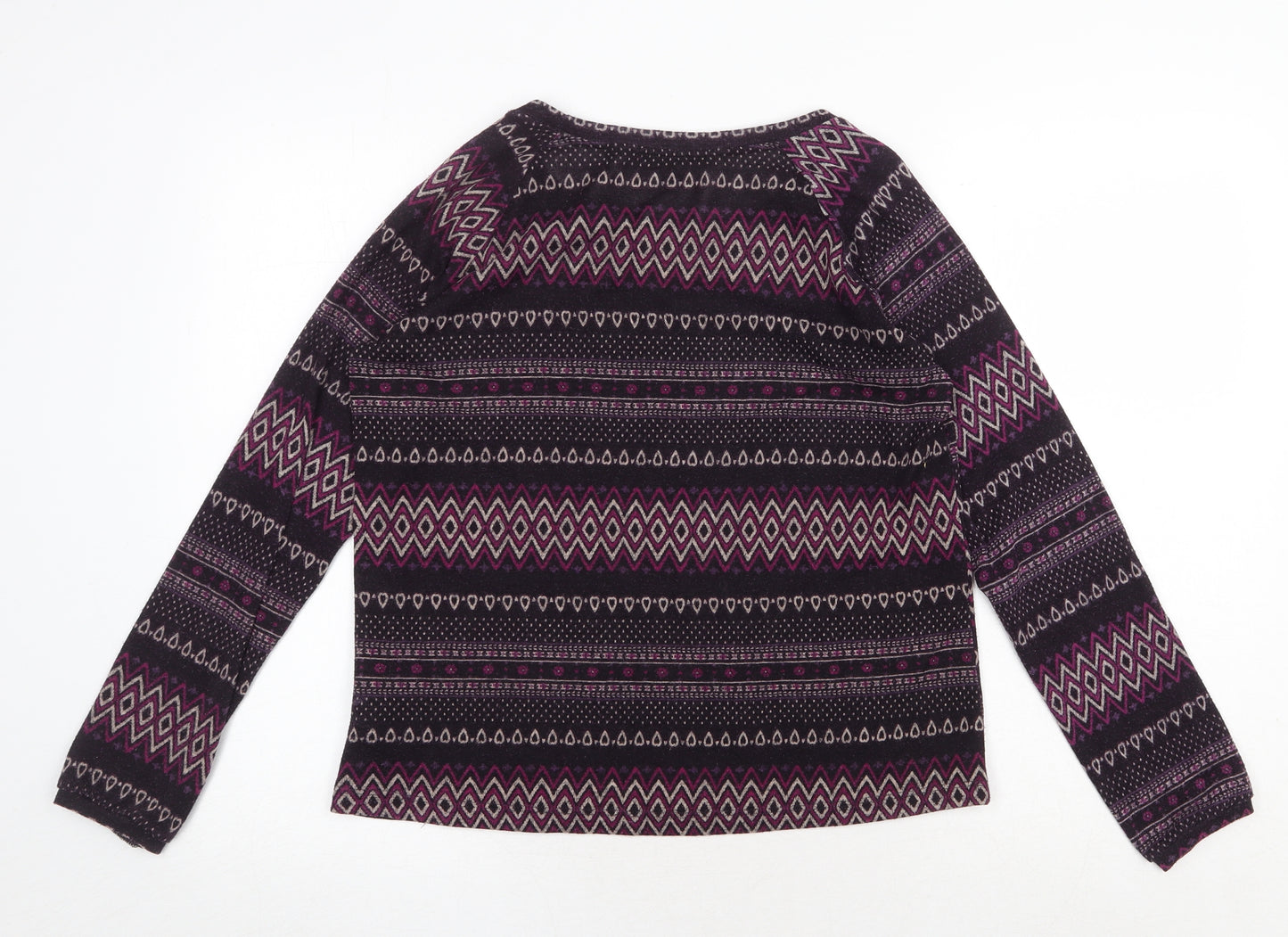 FOREVER 21 Womens Purple Round Neck Geometric Polyester Pullover Jumper Size S