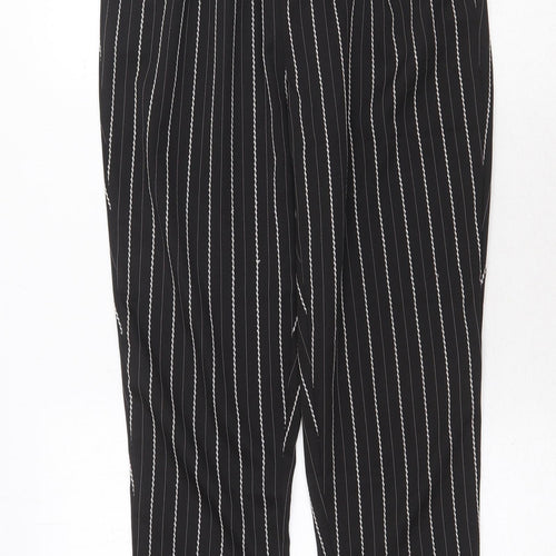 Select Womens Black Striped Polyester Trousers Size 10 Regular