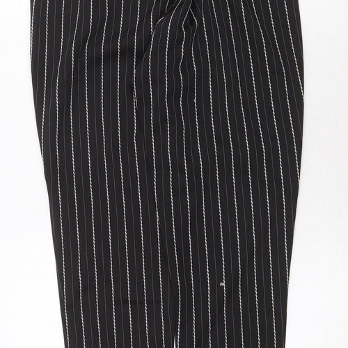Select Womens Black Striped Polyester Trousers Size 10 Regular