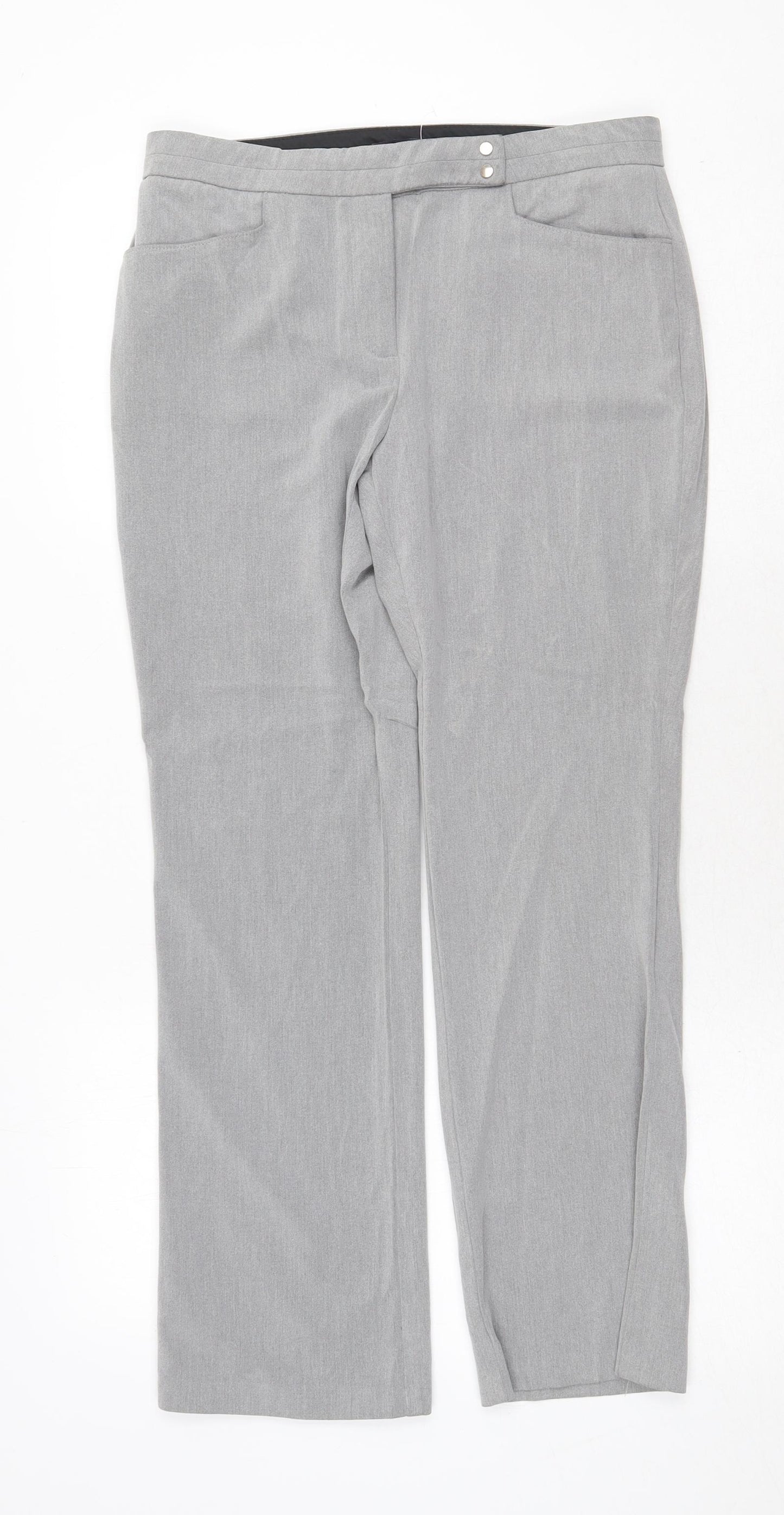 Marks and Spencer Womens Grey Viscose Chino Trousers Size 10 Regular Zip