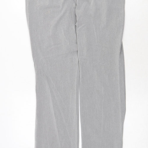 Marks and Spencer Womens Grey Viscose Chino Trousers Size 10 Regular Zip