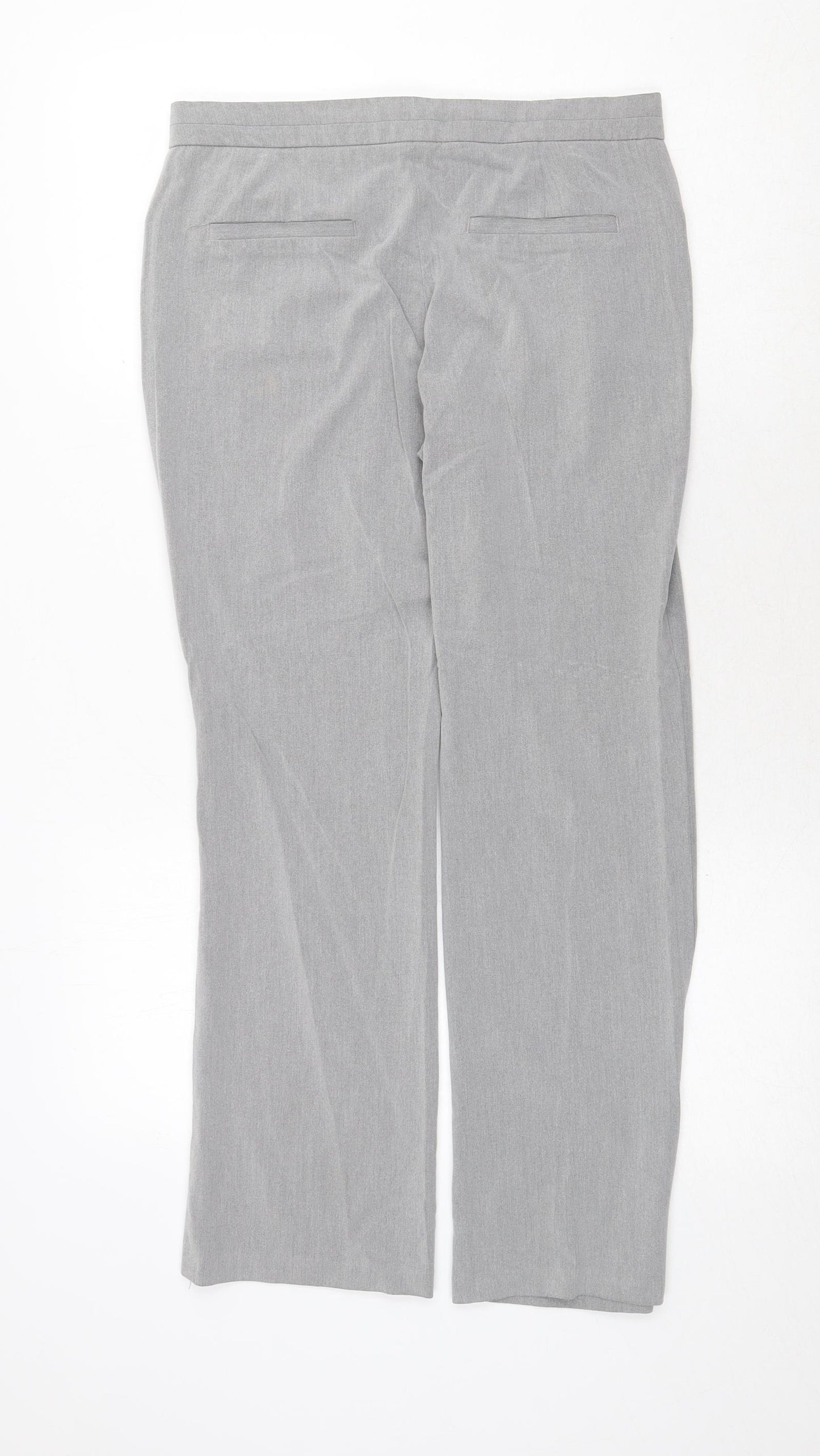 Marks and Spencer Womens Grey Viscose Chino Trousers Size 10 Regular Zip