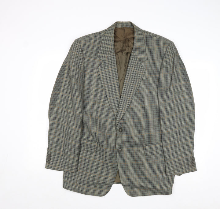 Harmer Mens Grey Geometric Polyester Jacket Blazer Size 40 Regular