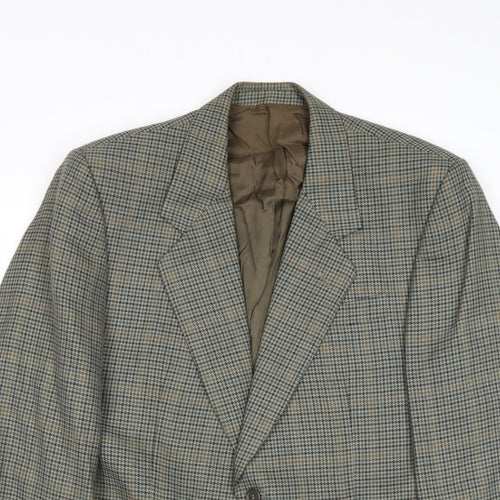 Harmer Mens Grey Geometric Polyester Jacket Blazer Size 40 Regular