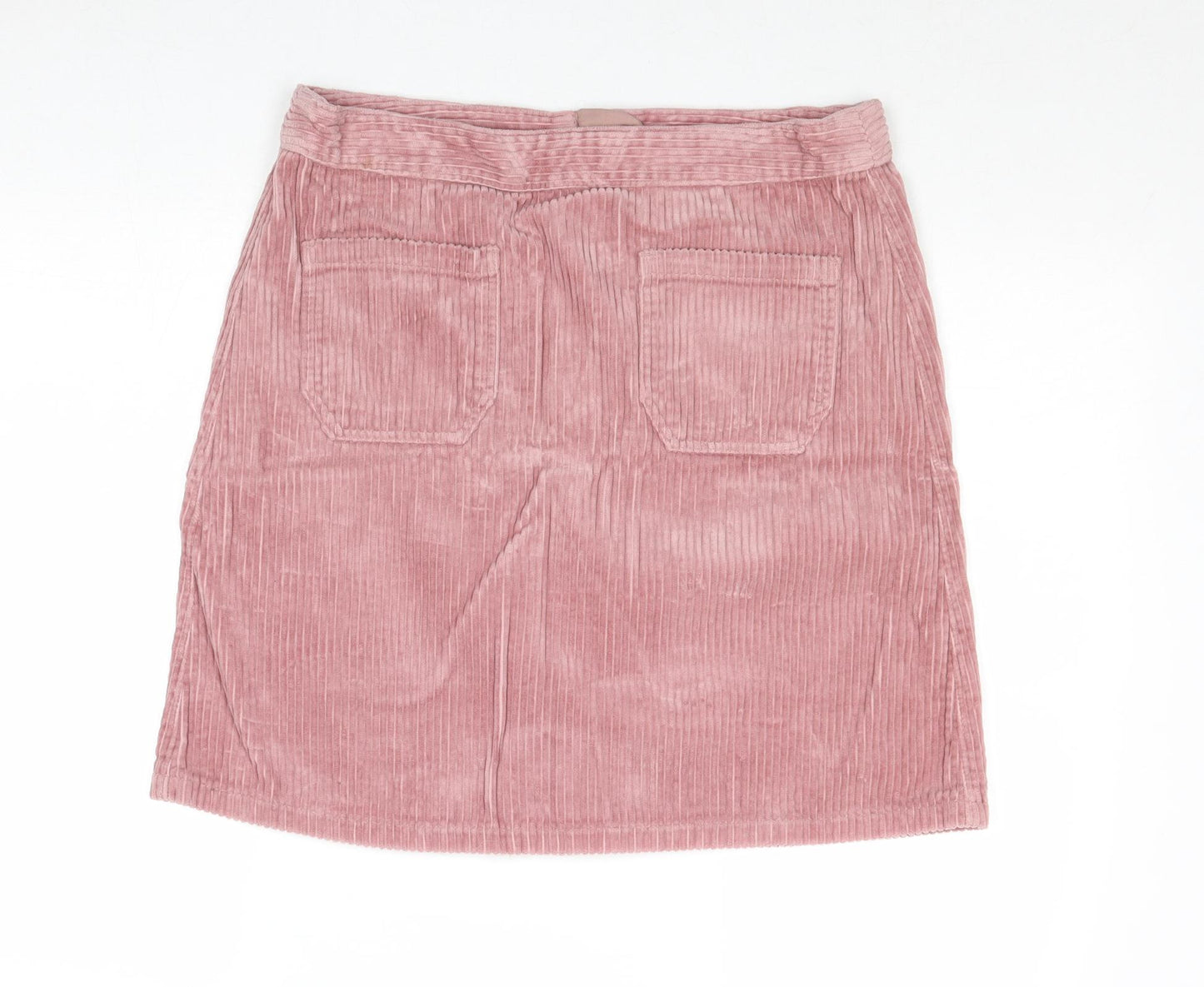 Marks and Spencer Womens Pink Cotton A-Line Skirt Size 14 Zip