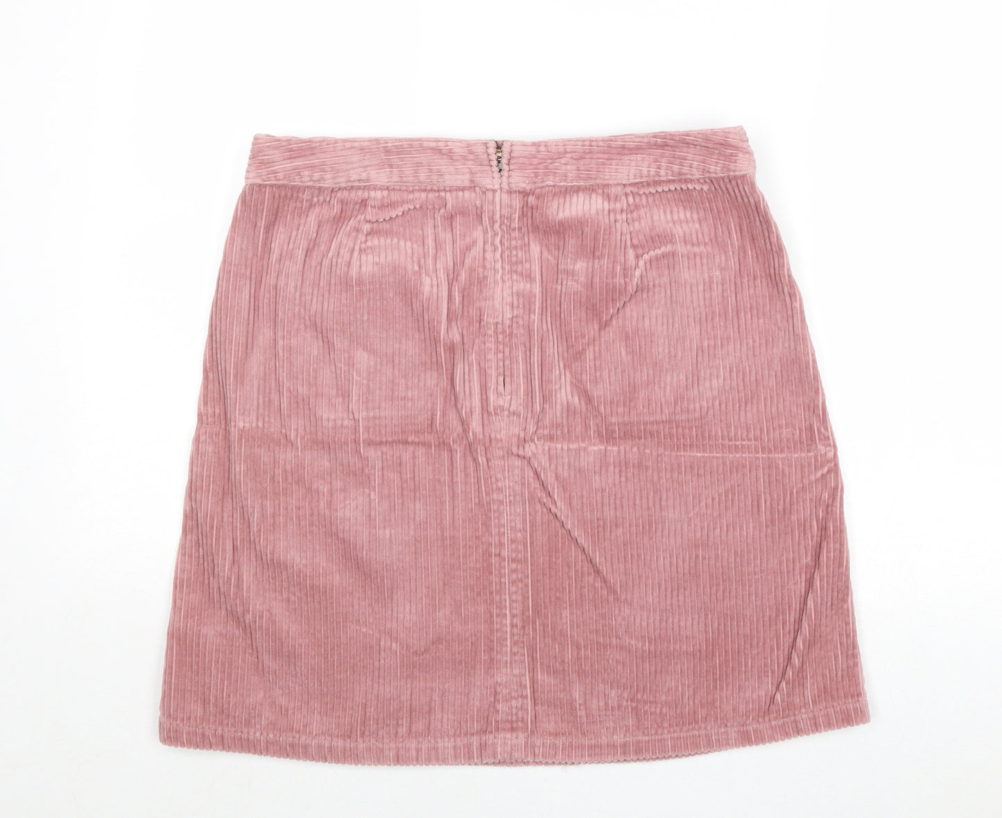 Marks and Spencer Womens Pink Cotton A-Line Skirt Size 14 Zip