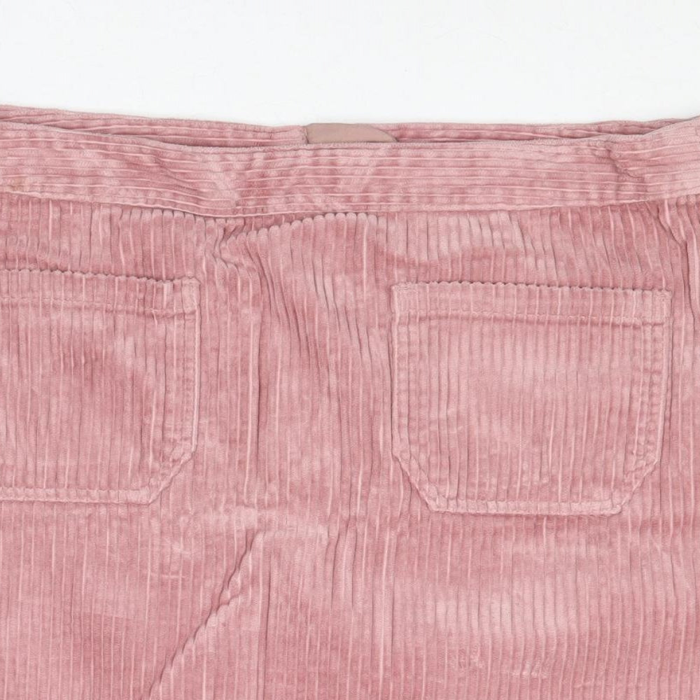 Marks and Spencer Womens Pink Cotton A-Line Skirt Size 14 Zip