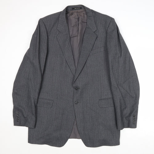 St Michael Mens Grey Striped Polyester Jacket Suit Jacket Size 44 Regular