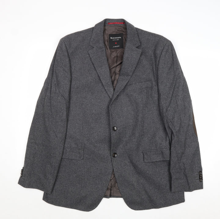 Benvenuto Mens Grey Wool Jacket Suit Jacket Size 42 Regular
