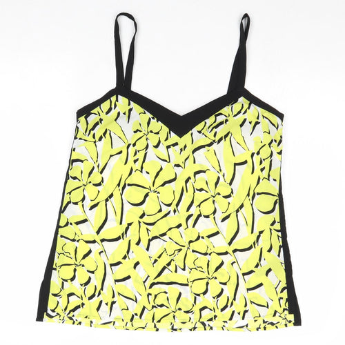 Principles Womens Yellow Geometric Polyester Basic Tank Size 12 V-Neck
